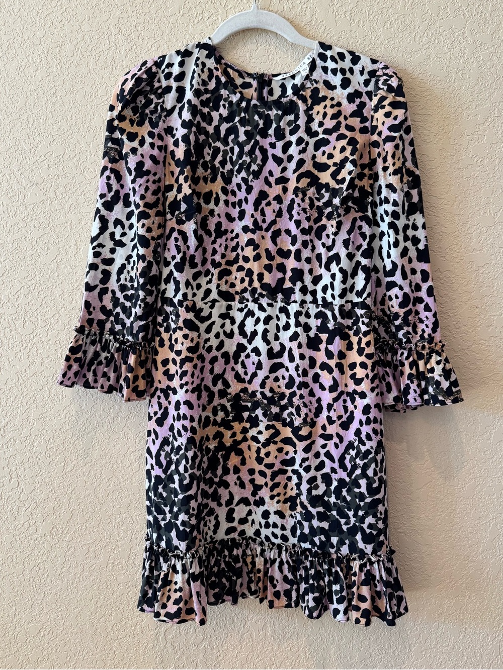 Veronica Beard Tamar Watercolor Leopard Silk Minidress, Size 4